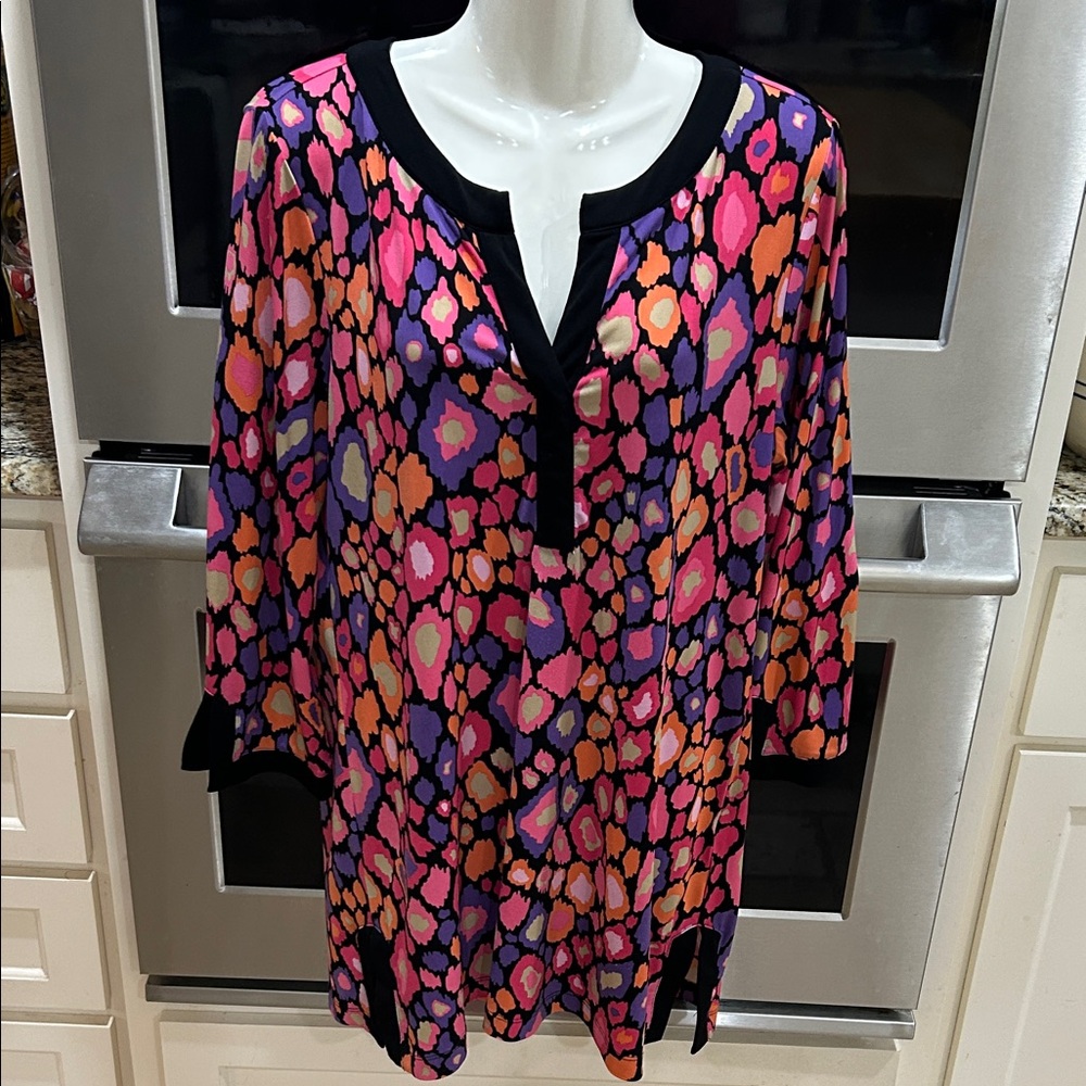 Dana Buchman Pink and Purple Patterned Tunic